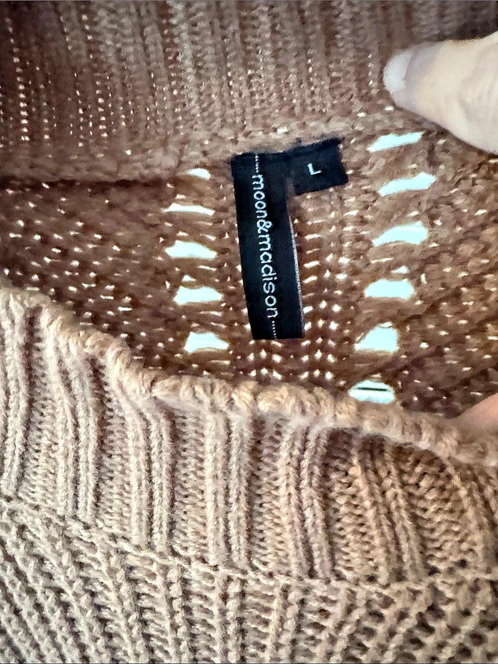 moon + mackenzie Brown Knit Sweater Size Large - Picture 3 of 3